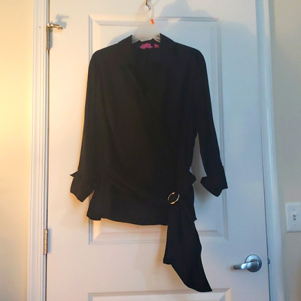Black Wrap Stretch Dress Shirt
